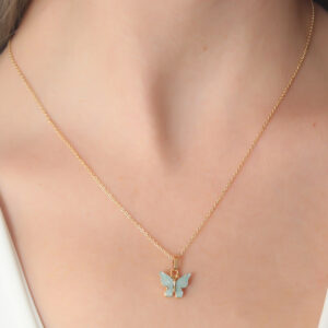 Tegan Gold Renk Su Yeşili Kelebek Figür Kadın Kolye TG27BKO6813