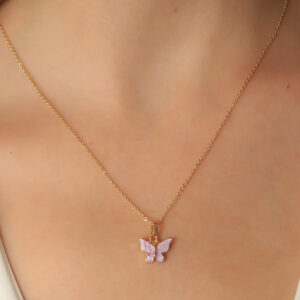 Tegan Gold Lila Renk Kelebek Figür Kadın Kolye TG27BKO6814