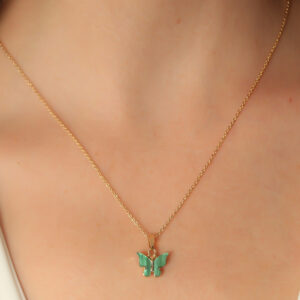 Tegan Gold Yeşil Renk Kelebek Figür Kadın Kolye TG27BKO6815