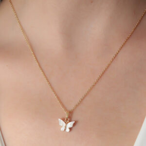 Tegan Gold Beyaz Renk Kelebek Figür Kadın Kolye TG27BKO6818