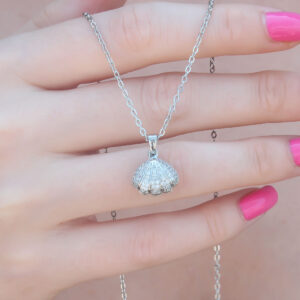 Tegan 316L Çelik Gümüş Renk Açılır Midye Model Kadın Kolye TG27BKO7389