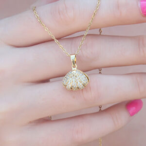 Tegan 316L Çelik Gold Renk Açılır Midye Model Kadın Kolye TG27BKO7390