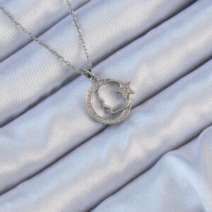 Tegan 316L Çelik Zincir Gümüş Renk Zirkon Taşlı Ay Yıldız Simgeli Atatürk Kolye TG27BKO9118