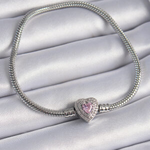 Tegan Pirinç Zirkon Taşlı Kalp Figür Charm Model Kadın Bileklik TG27BB6417