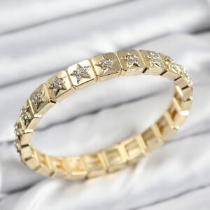 Tegan Pirinç Zirkon Taşlı Yıldız Model Gold Renk Lastikli Kadın Bileklik TG27BB7494