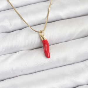 Tegan 316L Çelik Gold Renk Kapya Kırmızı Biber Model Kadın Kolye TG27BKO10810