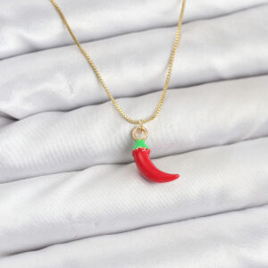 Tegan Pirinç Gold Renk Kırmızı Kapya Biber Model Kadın Kolye TG27BKO10813