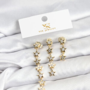 Tegan Pirinç Gold Renk Yıldız Model YSX Trio Küpe Seti TG27BKP11554