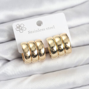 Tegan 316L Çelik Gold Renk 3'lü Görünüm Kadın Küpe TG27BKP11581