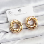 Tegan 316L Çelik Gold Renk Lazerli Sarmal Halka Kadın Küpe TG27BKP11582