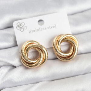 Tegan 316L Çelik Gold Renk Lazerli Sarmal Halka Kadın Küpe TG27BKP11582