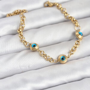 Tegan 316L Çelik Nazar Model Gold Renk Kadın Bileklik TG27BB8167