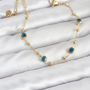 Tegan 316L Çelik Gold Renk Topçuklu Nazar Model Kadın Bileklik TG27BB8168