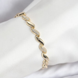 Tegan Gold Renk Sıralı Damla Model Zirkon Taşlı Pirinç Kadın Bileklik TG27BB8169