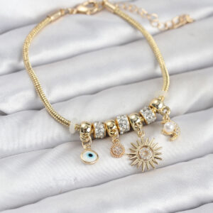 Tegan Pirinç Gold Renk Güneş Charmlı Kadın Bileklik TG27BB8185