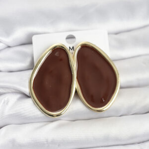 Tegan Pirinç Kahverengi Mineli Damla Model Vintage Plaka Kadın Küpe TG27BKP11595