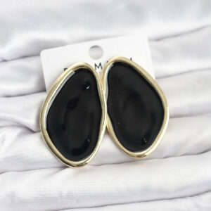 Tegan Pirinç Siyah Mineli Damla Model Vintage Plaka Kadın Küpe TG27BKP11596