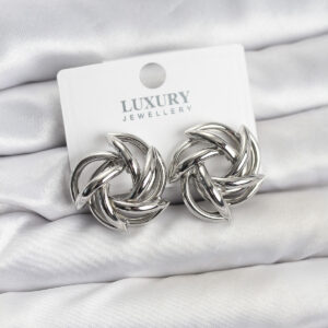 Tegan Gümüş Renk Pirinç Keskin Sarmal Model Kadın Küpe TG27BKP11601