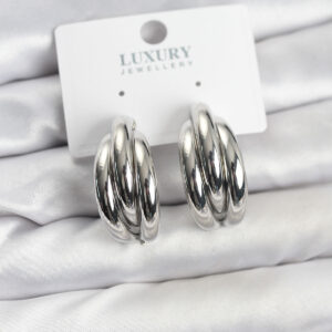 Tegan Gümüş Renk Pirinç Yarım Halka Model Kadın Küpe TG27BKP11603