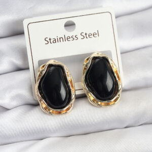 Tegan Siyah Damla Model Pirinç Vintage Kadın Küpe TG27BKP11612