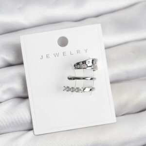 Tegan Gümüş Renk Zirkon Taşlı Pirinç Kıkırdak Küpe TG27BKP11614