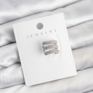 Tegan Pirinç Gümüş Renk Zirkon Taşlı Earcuff Kıkırdak Küpe TG27BKP11624