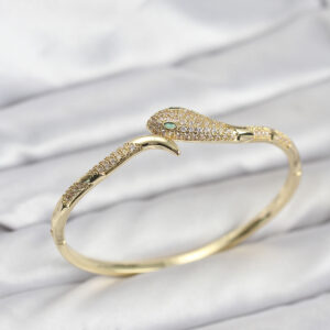 Tegan Pirinç Zirkon Taşlı Yılan Model Kadın Kelepçe Bileklik TG27BB8222