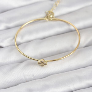 Tegan Zirkon Taşlı Yonca Model Gold Renk Kadın Bileklik TG27BB8235