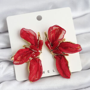 Tegan Lotus Model Kırmızı Renk Tüllü Kadın Küpe TG27BKP11635