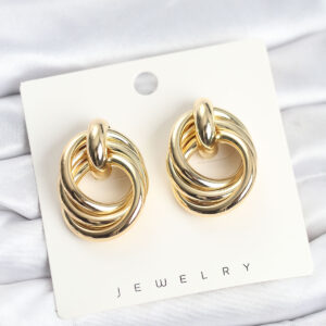 Tegan Pirinç Gold Renk Sarmal Halka Model Vintage Kadın Küpe TG27BKP11637