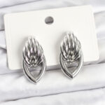 Tegan Pirinç Gümüş Renk Sarmal Damla Model Vintage Kadın Küpe TG27BKP11639