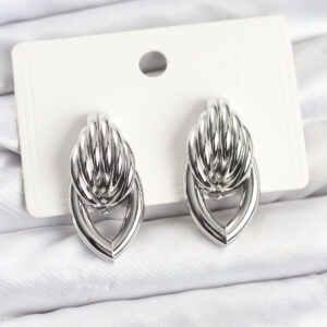 Tegan Pirinç Gümüş Renk Sarmal Damla Model Vintage Kadın Küpe TG27BKP11639