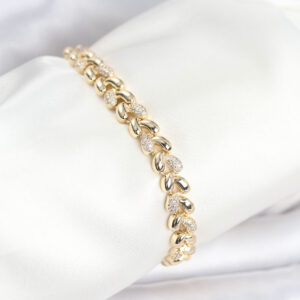 Tegan Pirinç Gold Renk VIP Seri Sarmal Damla Model Zirkon Taşlı Kadın Bileklik TG27BB8268