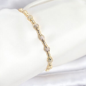 Tegan Pirinç Gold Renk VIP Seri Punta Model Zirkon Taşlı Kadın Bileklik TG27BB8269