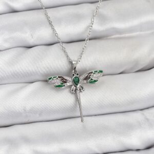 Tegan 316L Çelik Zincir Gümüş Renk Yusufçuk Model Zirkon Taşlı Kadın Kolye TG27BKO10886