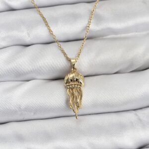 Tegan 316L Çelik Zincir Gold Renk Deniz Anası Model Zirkon Taşlı Kadın Kolye TG27BKO10842