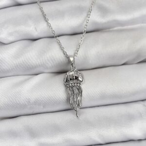 Tegan 316L Çelik Zincir Gümüş Renk Deniz Anası Model Zirkon Taşlı Kadın Kolye TG27BKO10843