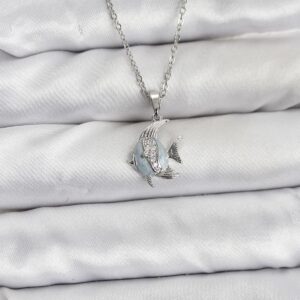 Tegan 316L Çelik Zincir Gümüş Renk Balık Model Zirkon Taşlı Kadın Kolye TG27BKO10884