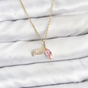 Tegan 316L Çelik Zincir Gold Renk Balık Kuyruğu Model Zirkon Taşlı Kadın Kolye TG27BKO10857