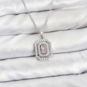 Tegan 316L Çelik Zincir Gümüş Renk Plaka Model Zirkon Taşlı Kadın Kolye TG27BKO10859