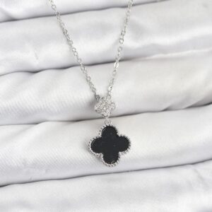 Tegan 316L Çelik Zincir Gümüş Renk Yonca Model Zirkon Taşlı Kadın Kolye TG27BKO10862