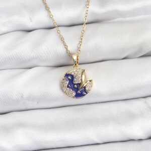 Tegan 316L Çelik Zincir Gold Renk Gece Model Zirkon Taşlı Kadın Kolye TG27BKO10891