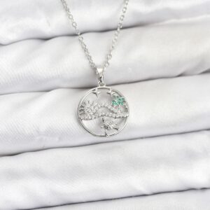 Tegan 316L Çelik Zincir Gümüş Renk Şans Kolyesi Model Zirkon Taşlı Kadın Kolye TG27BKO10898