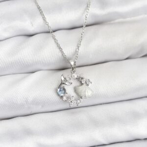 Tegan 316L Çelik Zincir Gümüş Renk Deniz Tema Model Zirkon Taşlı Kadın Kolye TG27BKO10908