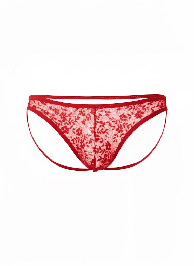 Tegan Seksi Dantelli Arkası Açık Seksi Kırmızı Erkek Külot TG274627 - XL - XS