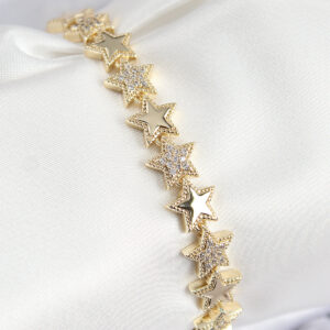 Tegan VIP Pirinç Zirkon Taşlı Yıldız Model Gold Renk Kadın Bileklik TG27BB7768