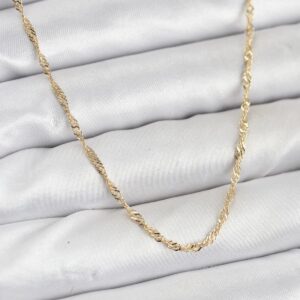 Tegan CM 14K Gold Renk Yassı Burgulu Model Kadın Kolye TG27BKO10921