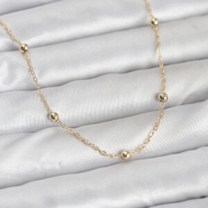 Tegan CM 14K Gold Renk Pirinç Top Zincirli 60 cm Kadın Kolye TG27BKO10940