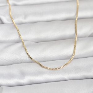 Tegan CM 14K Gold Renk İnce Kare Zincirli Model 60 cm Kadın Kolye TG27BKO10956