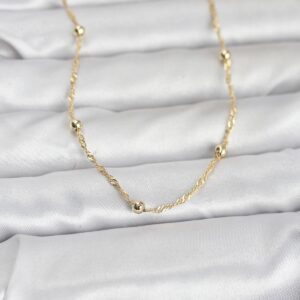 Tegan CM 14K Gold Renk Burgu ve Top Zincirli Model 60 cm Kadın Kolye TG27BKO10975